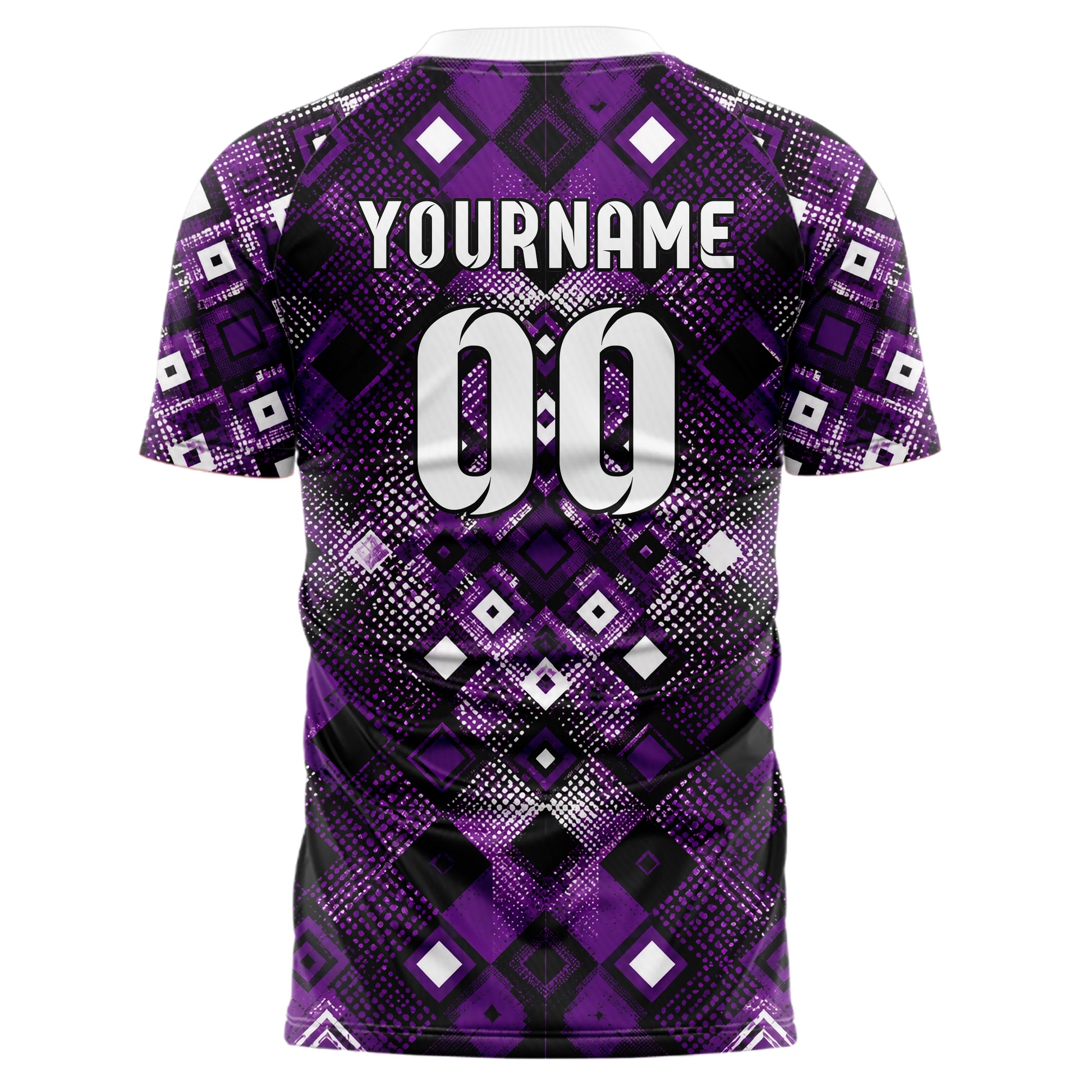 Dunkellila dunkles Rauten Square Grid Design 01-0405 individuelles Fußballtrikot back