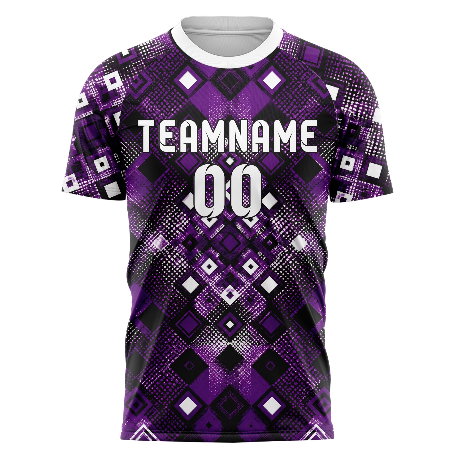 Dunkellila dunkles Rauten Square Grid Design 01-0405 individuelles Fußballtrikot front