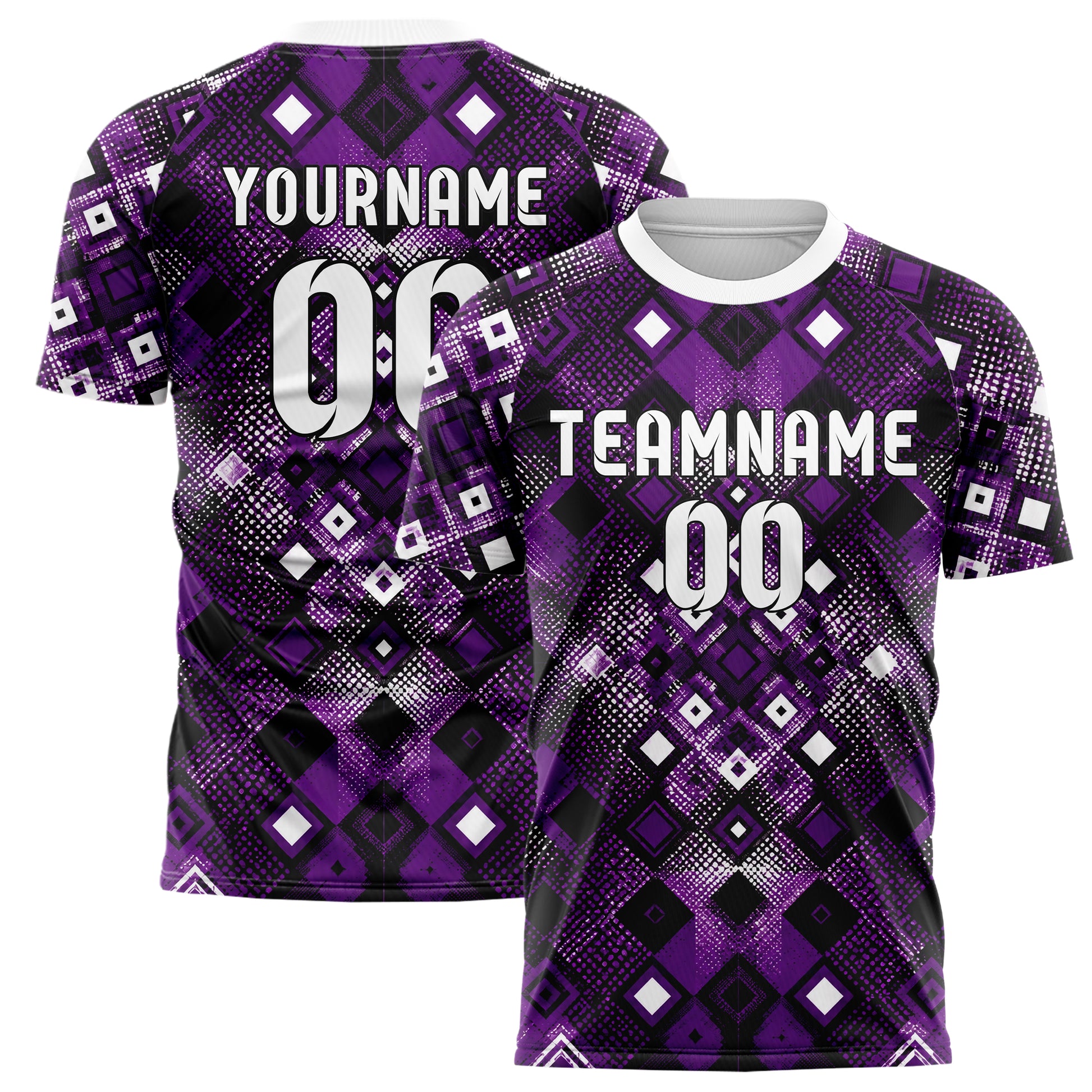 Dunkellila dunkles Rauten Square Grid Design 01-0405 individuelles Fußballtrikot main