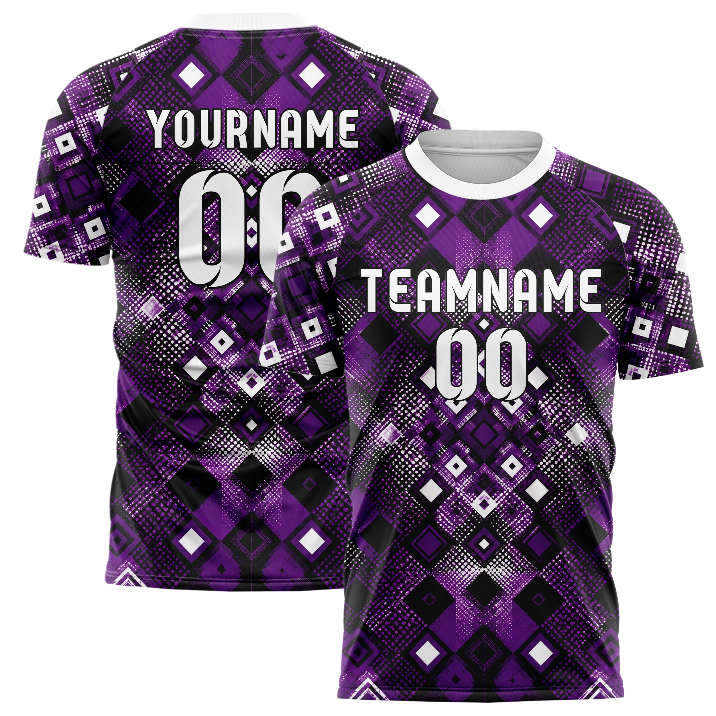 Dunkellila dunkles Rauten Square Grid Design 01-0405 individuelles Fußballtrikot main