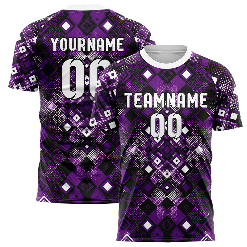 Dunkellila dunkles Rauten Square Grid Design 01-0405 individuelles Fußballtrikot main