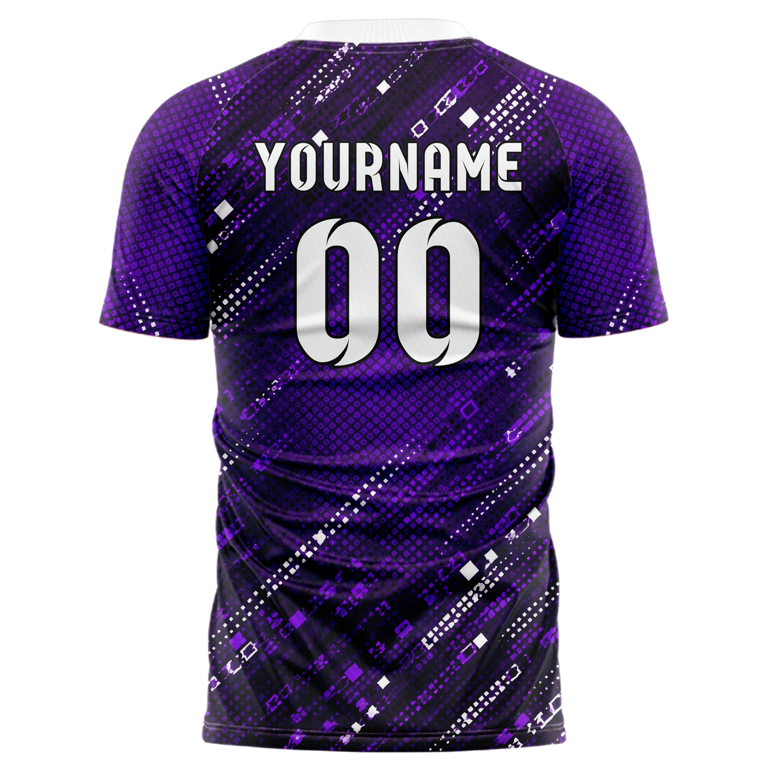 Dunkellila dunkles Rauten radialer Center Fade Design 01-0153 individuelles Fußballtrikot back