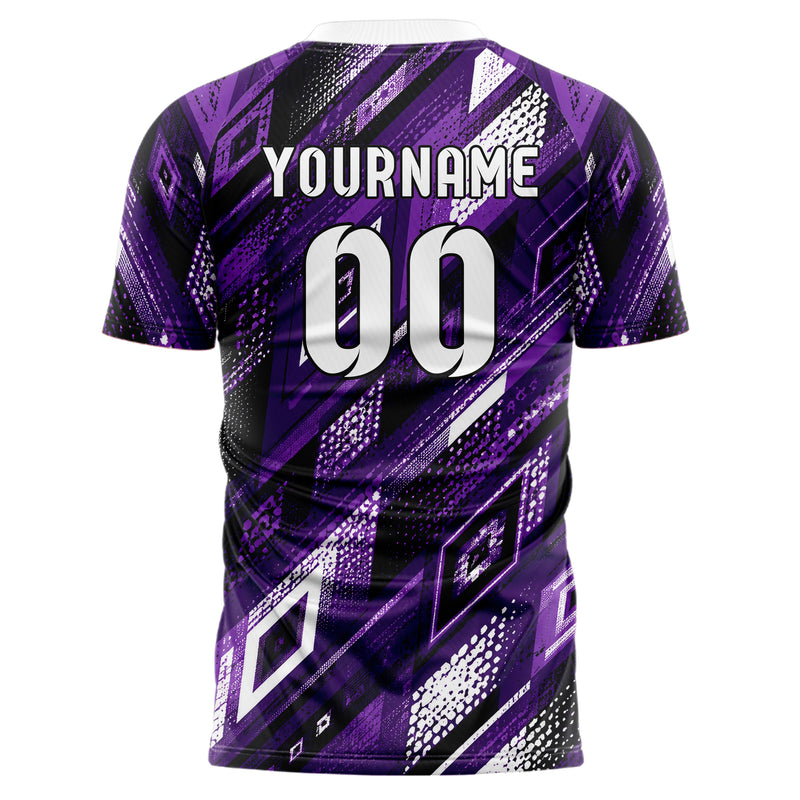 Dunkellila dunkles Rauten diagonale Tessellation Design 01-0042 individuelles Fußballtrikot back