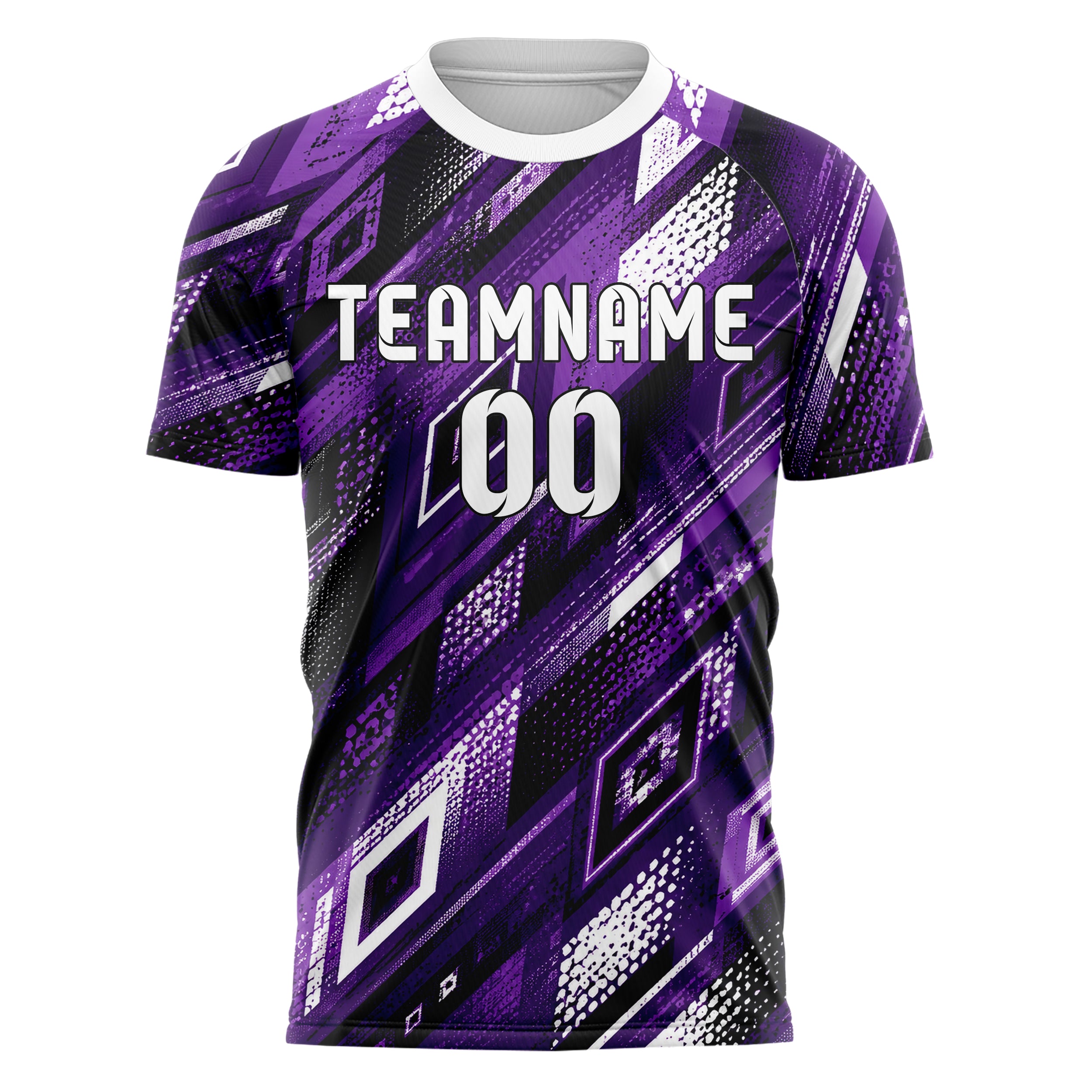 Dunkellila dunkles Rauten diagonale Tessellation Design 01-0042 individuelles Fußballtrikot front
