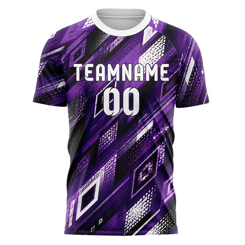 Dunkellila dunkles Rauten diagonale Tessellation Design 01-0042 individuelles Fußballtrikot front