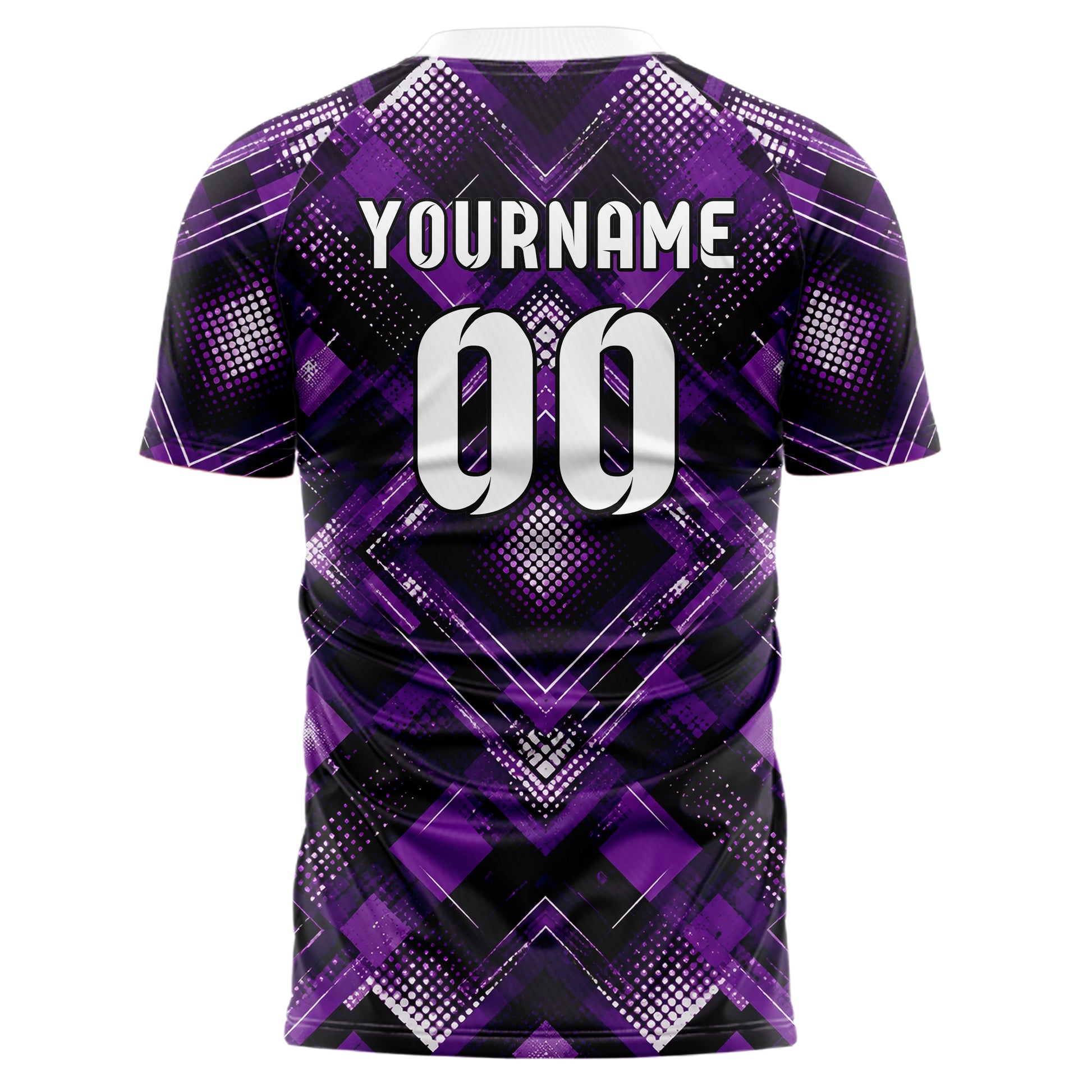 Dunkellila dunkles Rauten diagonale Tessellation Design 01-0402 individuelles Fußballtrikot back
