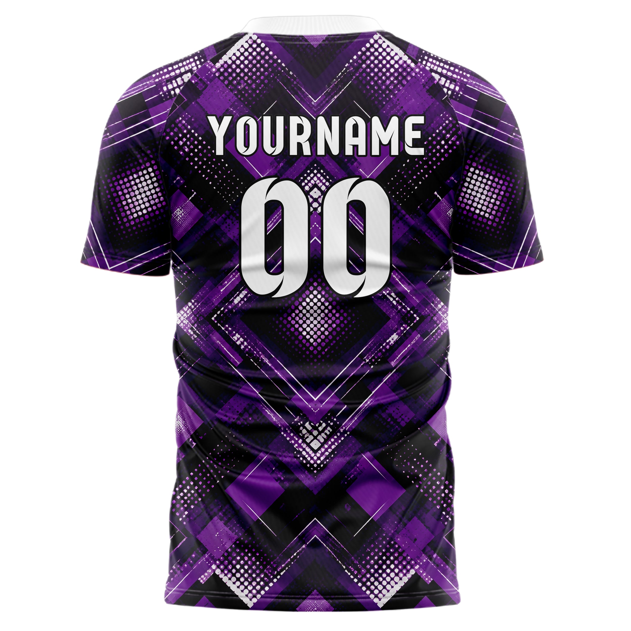 Dunkellila dunkles Rauten diagonale Tessellation Design 01-0402 individuelles Fußballtrikot back
