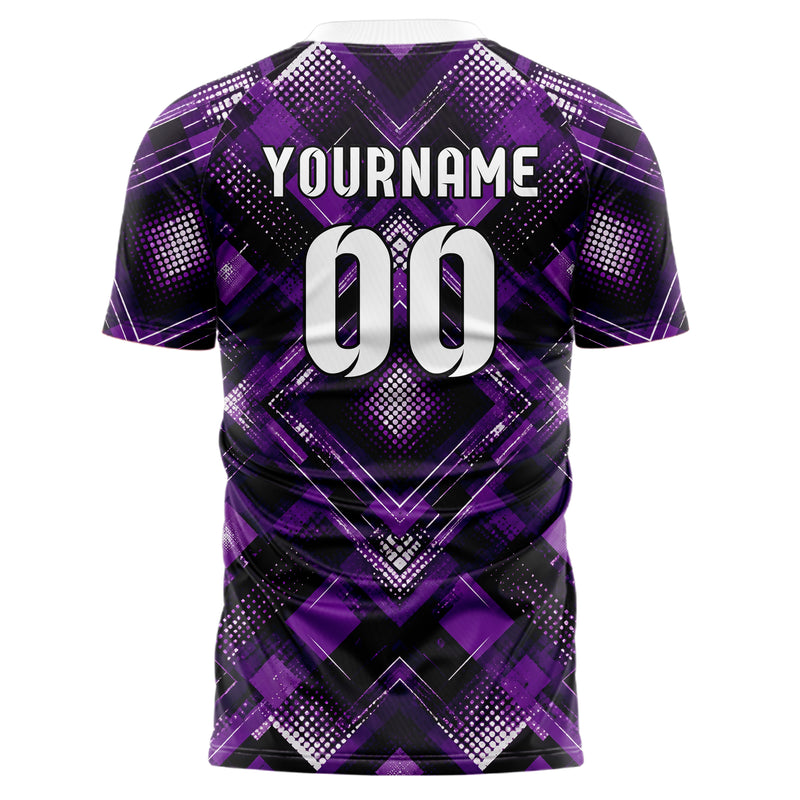 Dunkellila dunkles Rauten diagonale Tessellation Design 01-0402 individuelles Fußballtrikot back