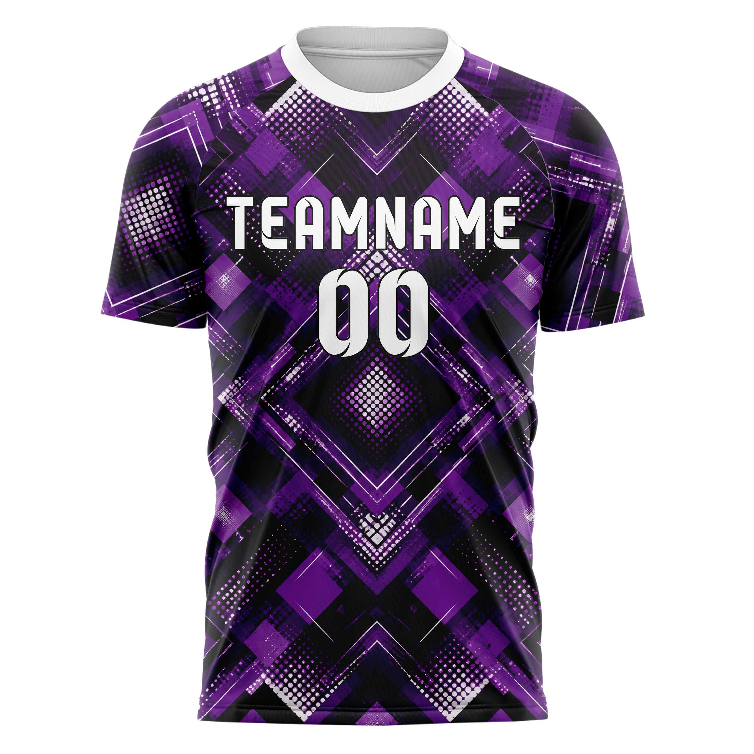 Dunkellila dunkles Rauten diagonale Tessellation Design 01-0402 individuelles Fußballtrikot front