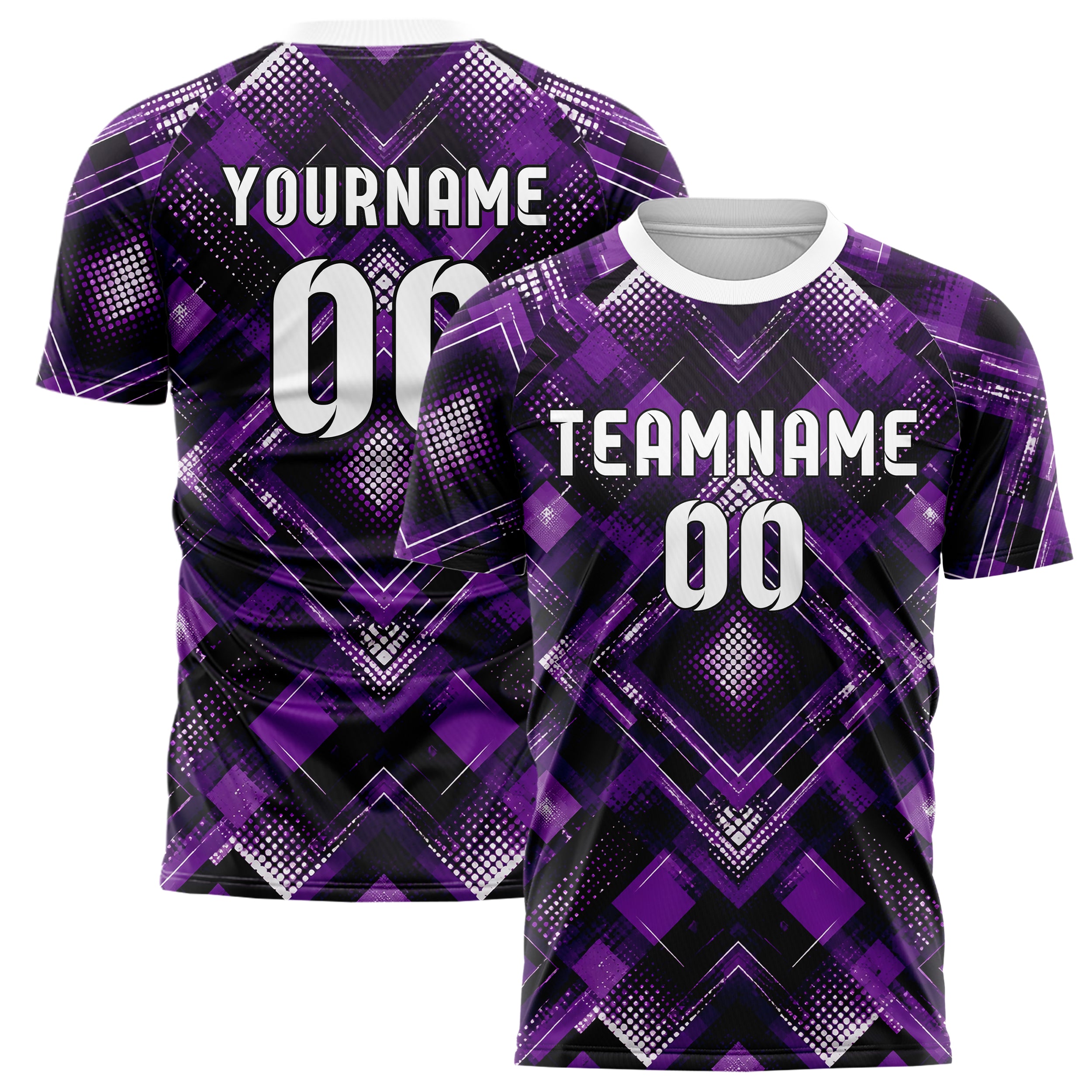 Dunkellila dunkles Rauten diagonale Tessellation Design 01-0402 individuelles Fußballtrikot main