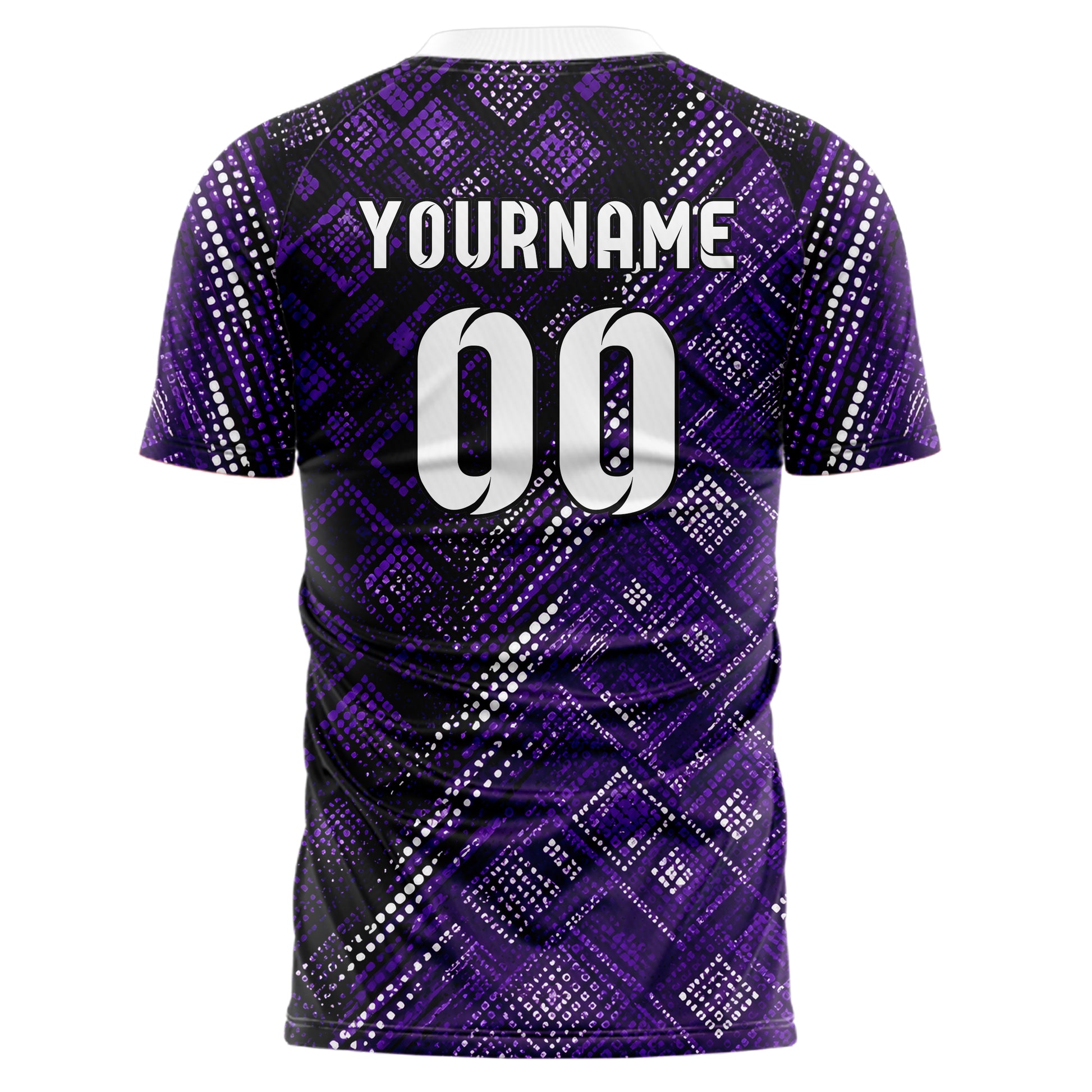 Dunkellila dunkles Rauten diagonale Tessellation Design 01-0450 individuelles Fußballtrikot back