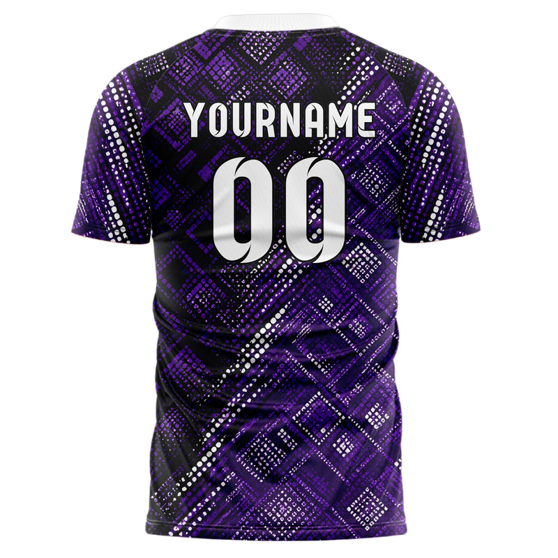 Dunkellila dunkles Rauten diagonale Tessellation Design 01-0450 individuelles Fußballtrikot back