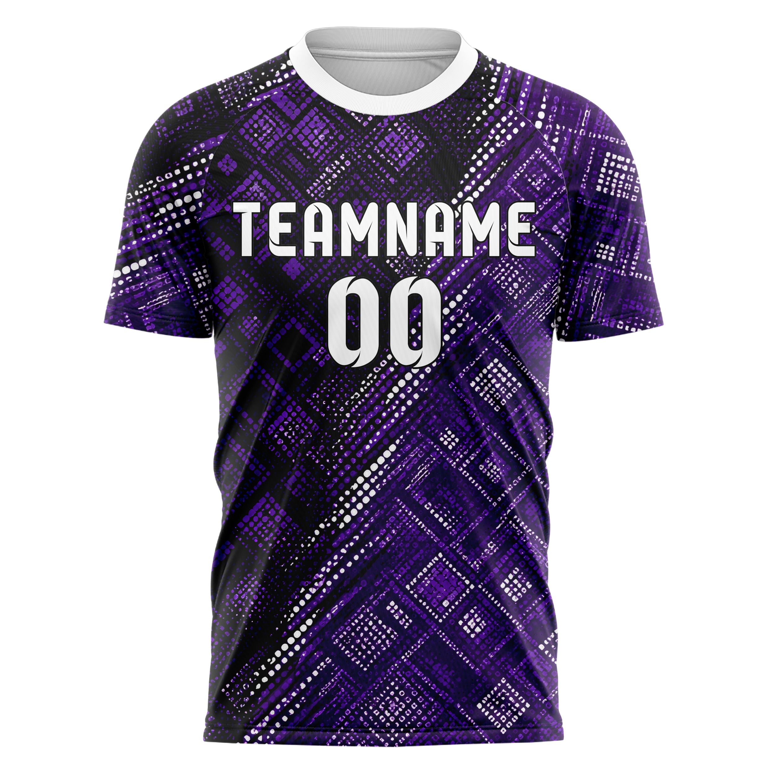 Dunkellila dunkles Rauten diagonale Tessellation Design 01-0450 individuelles Fußballtrikot front