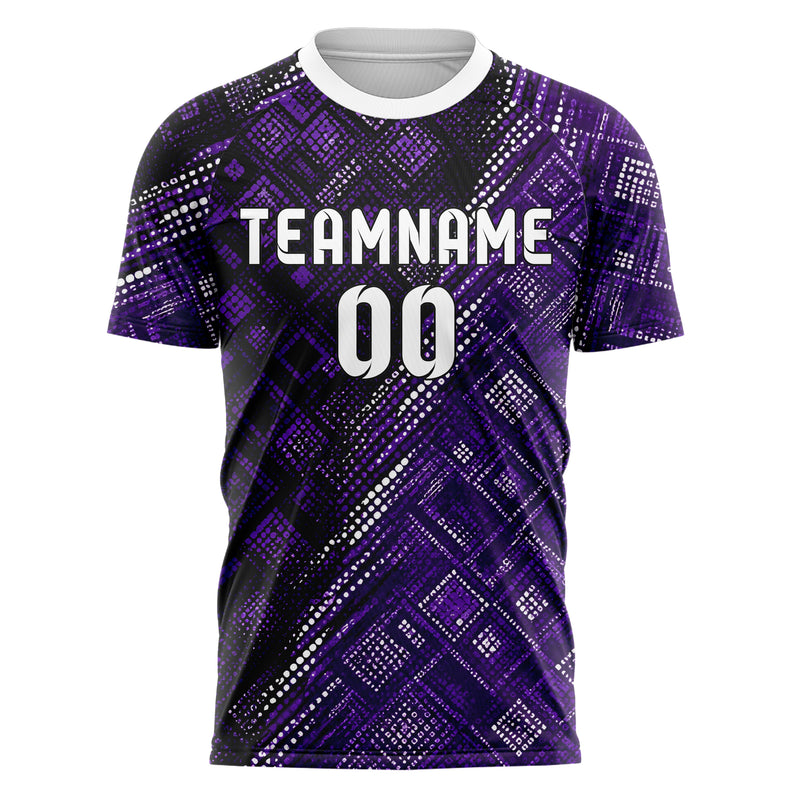 Dunkellila dunkles Rauten diagonale Tessellation Design 01-0450 individuelles Fußballtrikot front