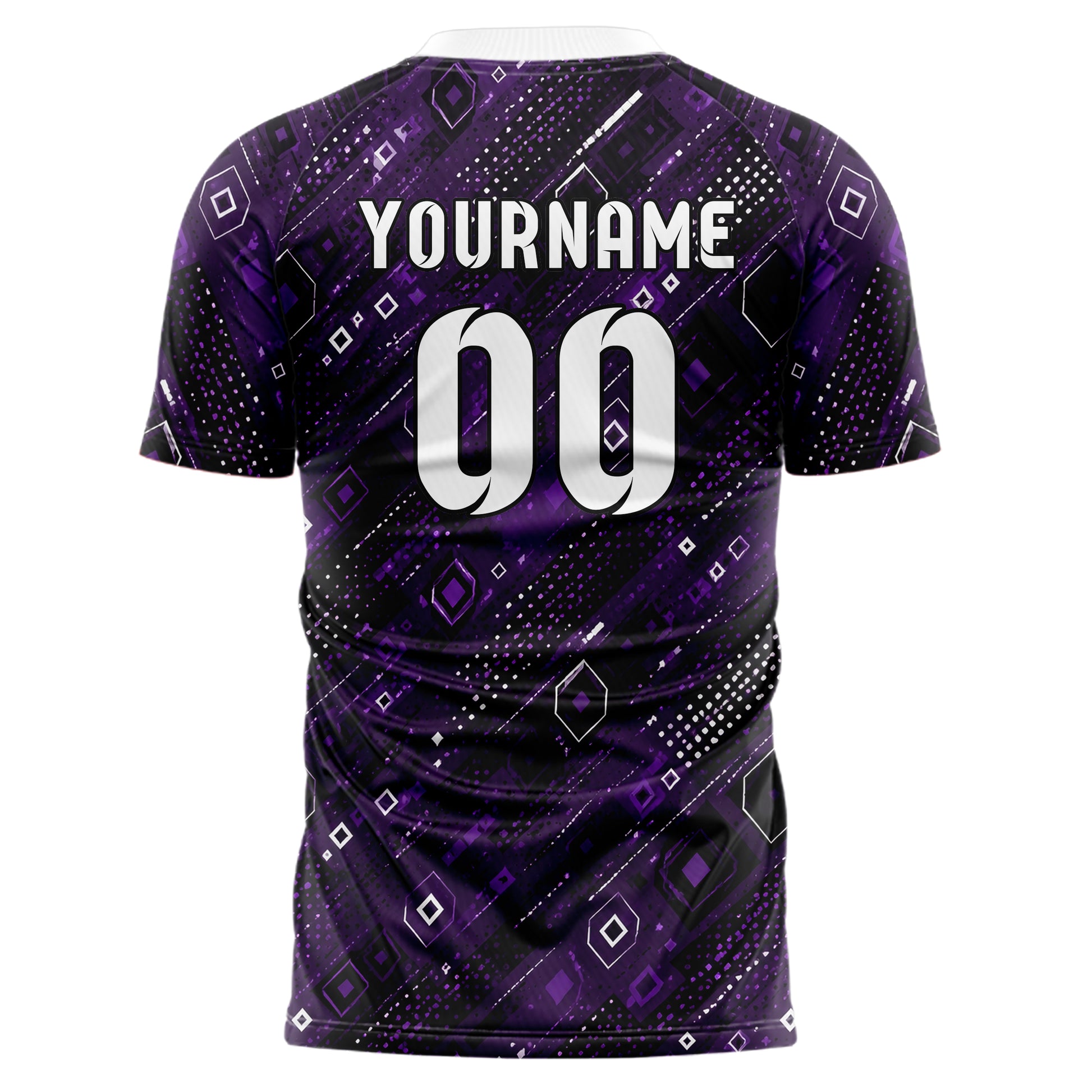 Dunkellila dunkles Rauten Layered 3D Rhombus Design 01-0075 individuelles Fußballtrikot back