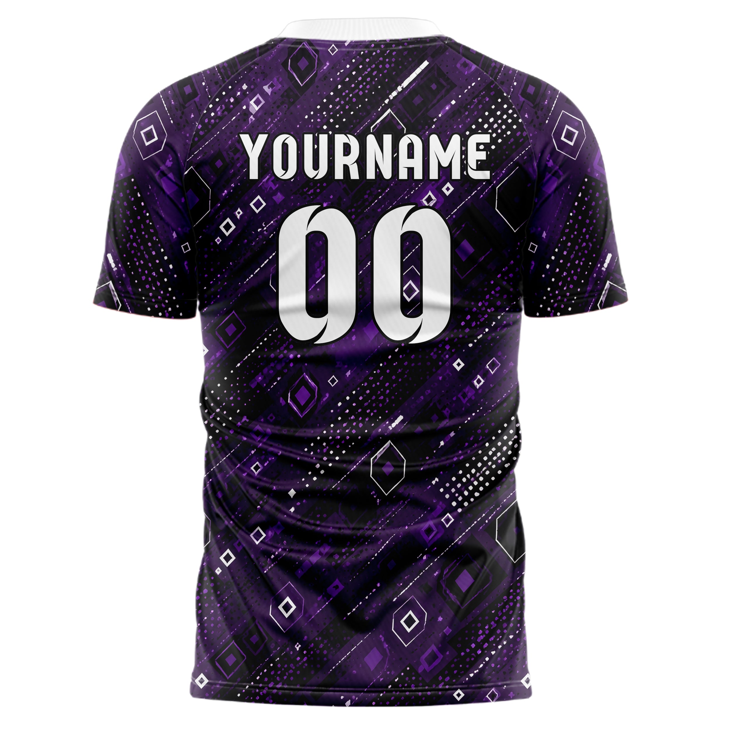 Dunkellila dunkles Rauten Layered 3D Rhombus Design 01-0075 individuelles Fußballtrikot back