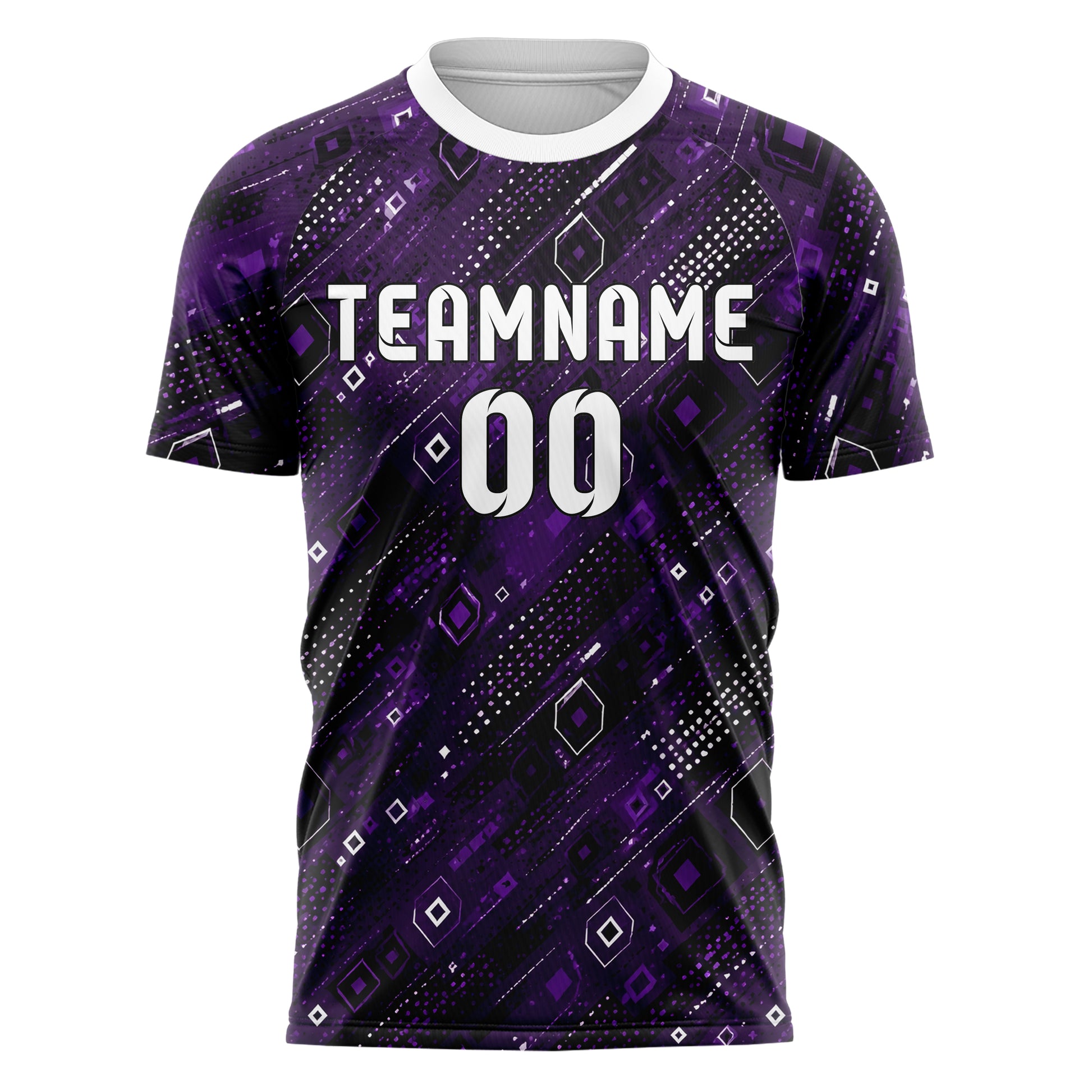 Dunkellila dunkles Rauten Layered 3D Rhombus Design 01-0075 individuelles Fußballtrikot front