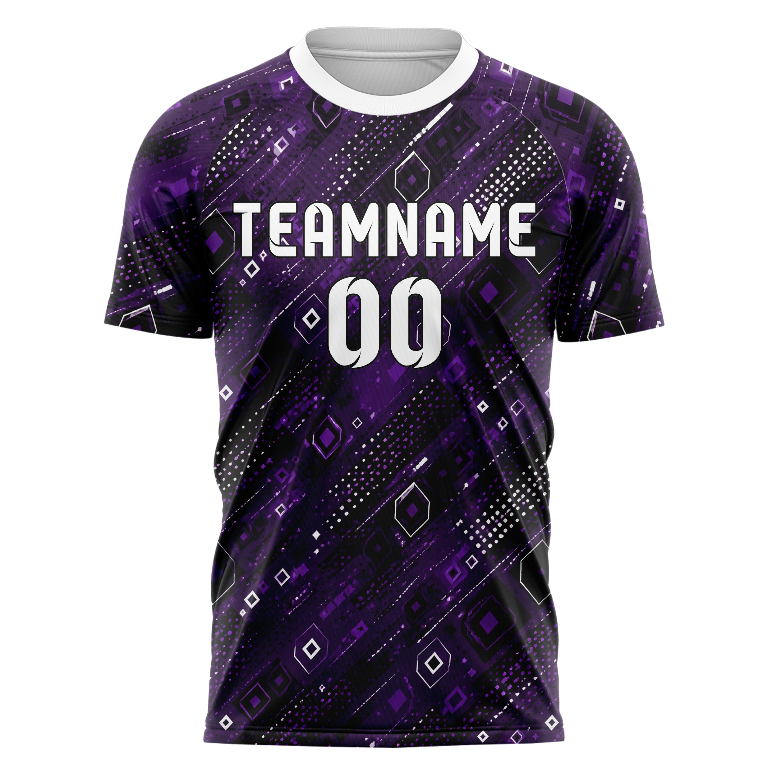 Dunkellila dunkles Rauten Layered 3D Rhombus Design 01-0075 individuelles Fußballtrikot front