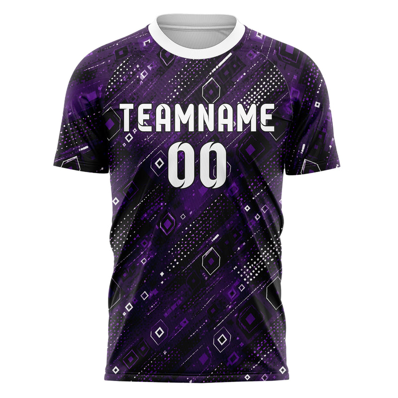 Dunkellila dunkles Rauten Layered 3D Rhombus Design 01-0075 individuelles Fußballtrikot front