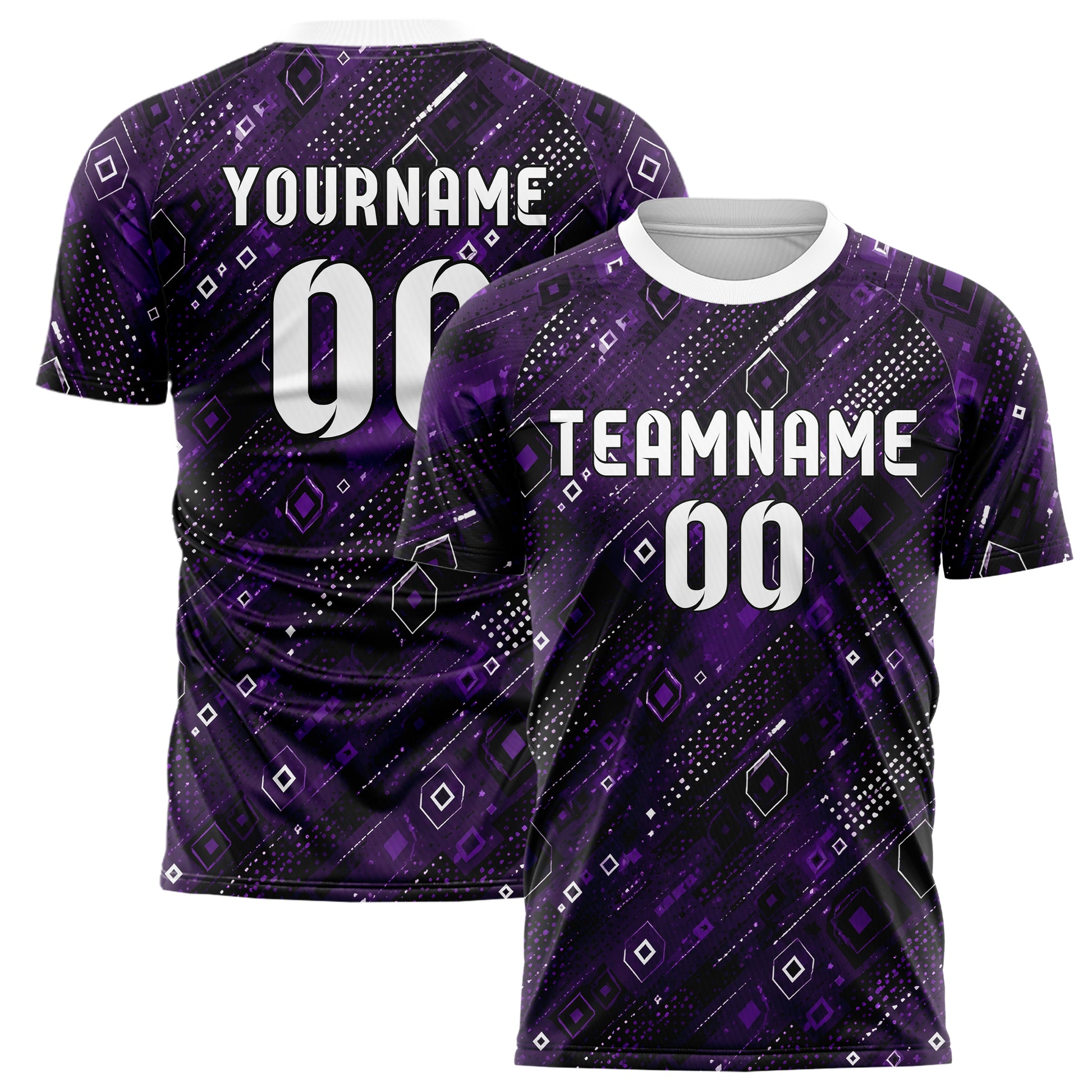 Dunkellila dunkles Rauten Layered 3D Rhombus Design 01-0075 individuelles Fußballtrikot main