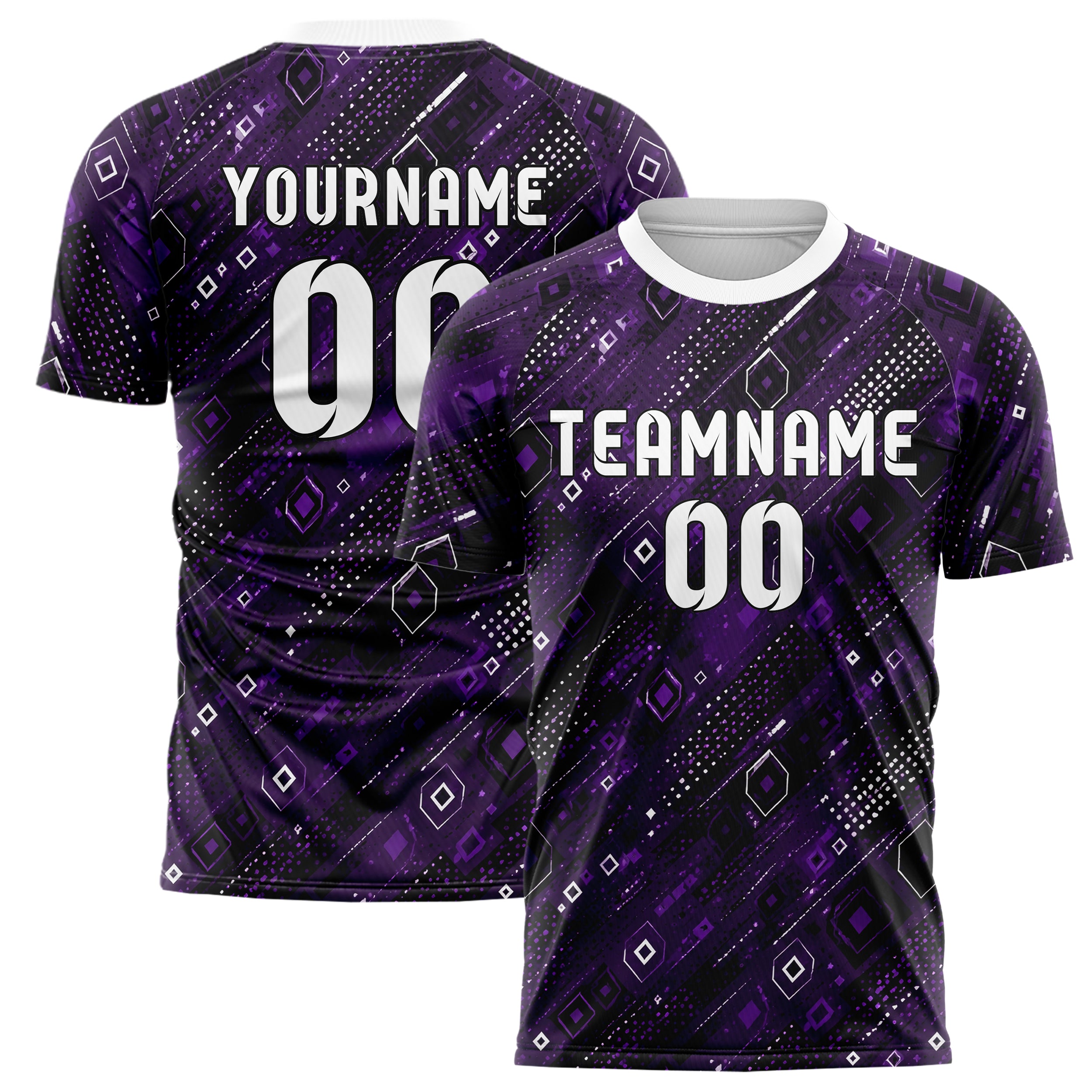Dunkellila dunkles Rauten Layered 3D Rhombus Design 01-0075 individuelles Fußballtrikot main