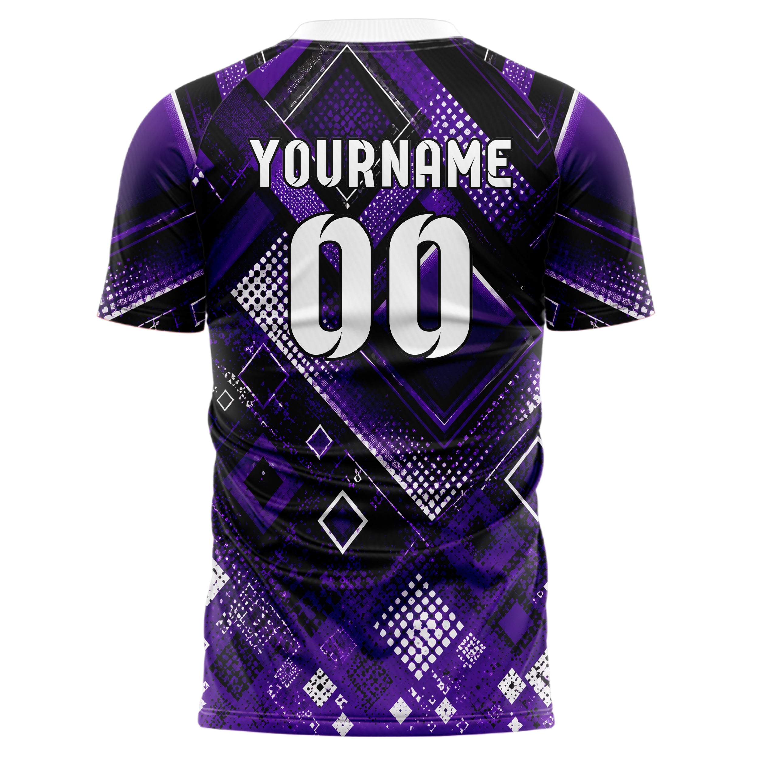 Dunkellila dunkles Rauten Layered 3D Rhombus Design 01-0459 individuelles Fußballtrikot back