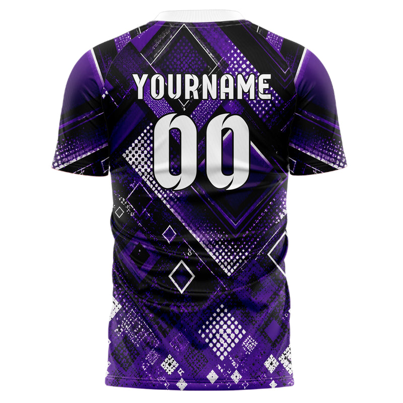 Dunkellila dunkles Rauten Layered 3D Rhombus Design 01-0459 individuelles Fußballtrikot back