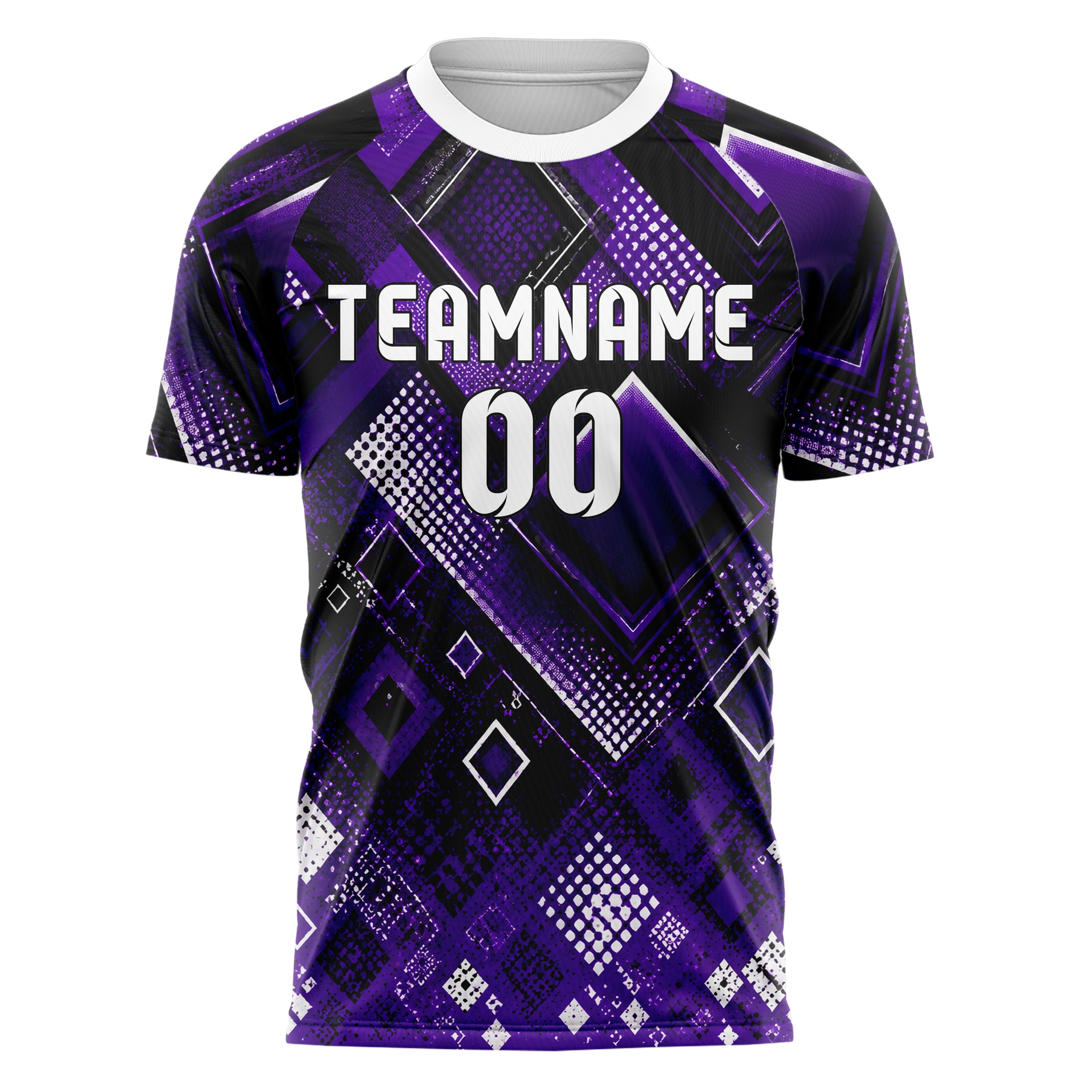 Dunkellila dunkles Rauten Layered 3D Rhombus Design 01-0459 individuelles Fußballtrikot front