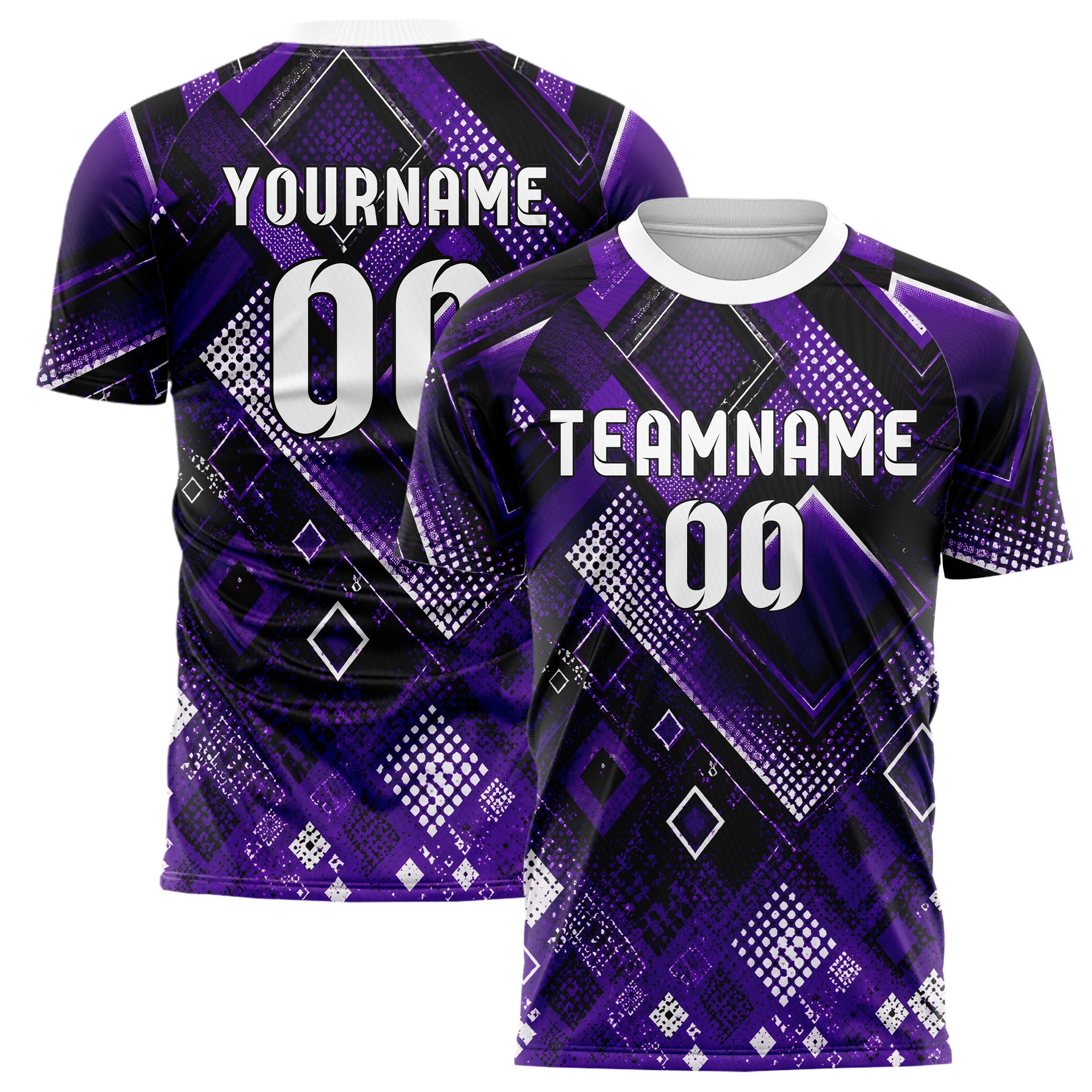 Dunkellila dunkles Rauten Layered 3D Rhombus Design 01-0459 individuelles Fußballtrikot main