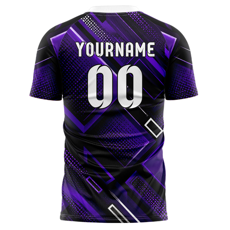 Dunkellila dunkles Rauten Layered 3D Rhombus Design 01-0483 individuelles Fußballtrikot back