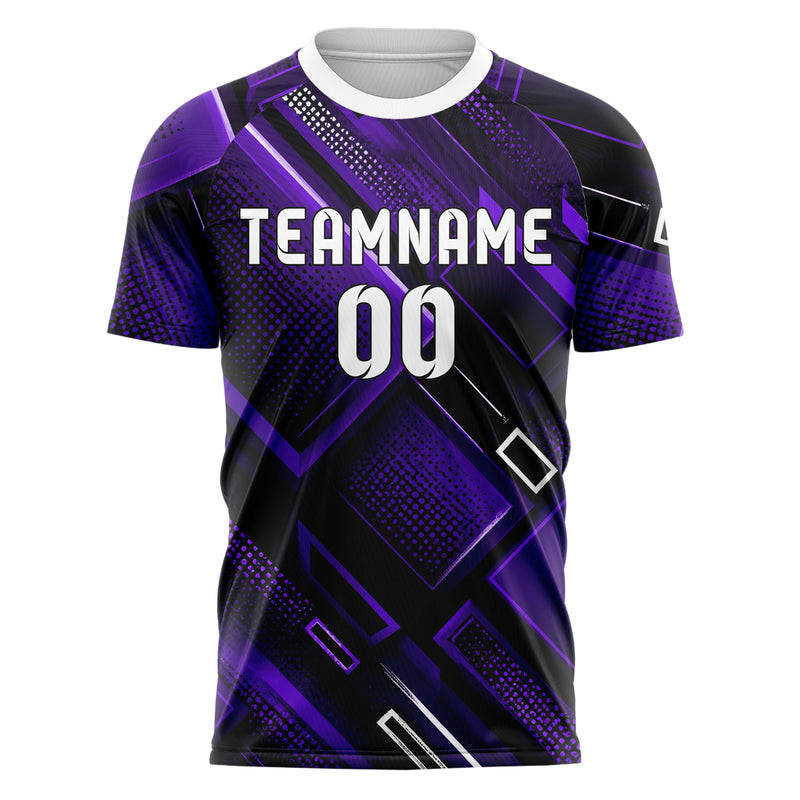 Dunkellila dunkles Rauten Layered 3D Rhombus Design 01-0483 individuelles Fußballtrikot front