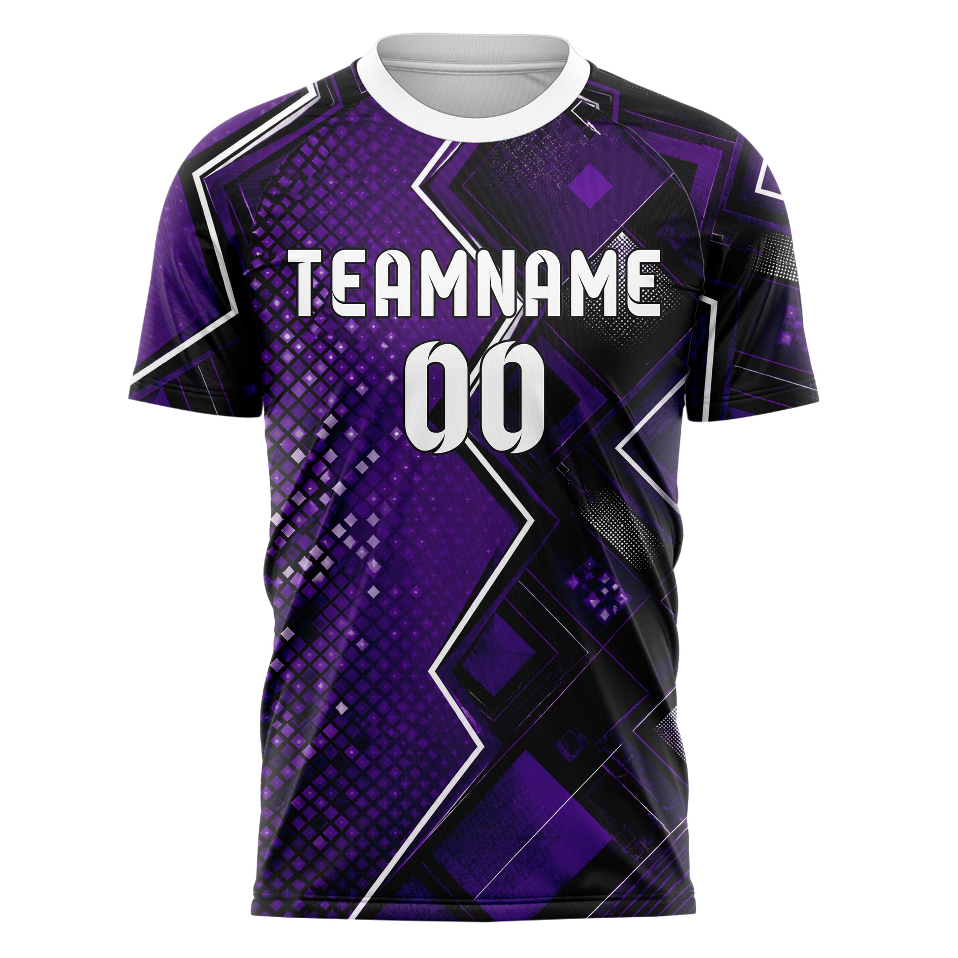 Dunkellila dunkles Rauten Micro to Macro Gradient Design 01-0036 individuelles Fußballtrikot front