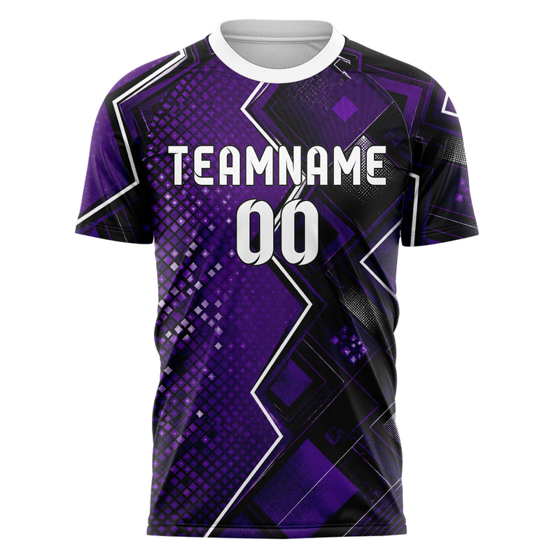 Dunkellila dunkles Rauten Micro to Macro Gradient Design 01-0036 individuelles Fußballtrikot front