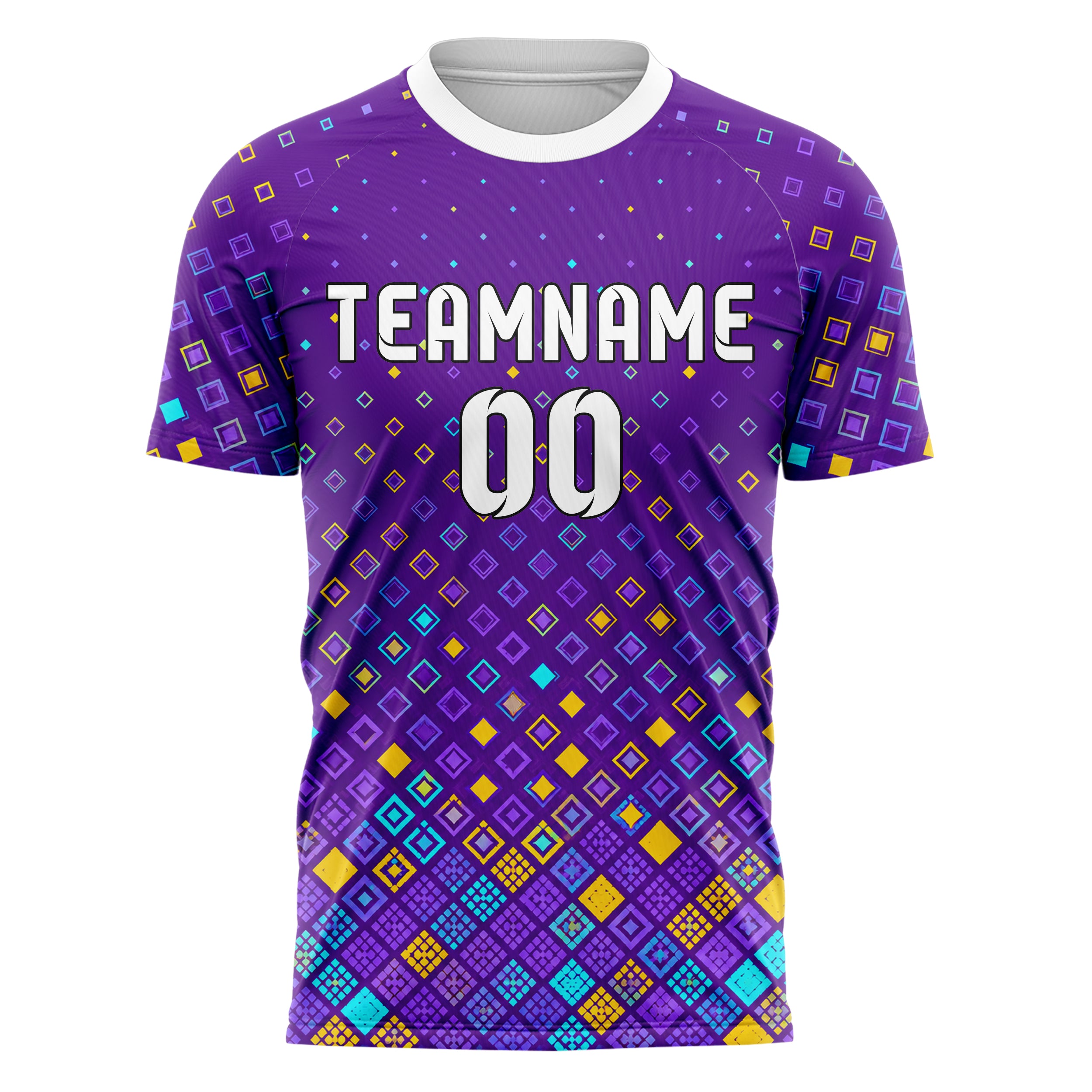 Lila lebendiges Rauten Square Grid Design 01-0077 individuelles Fußballtrikot front