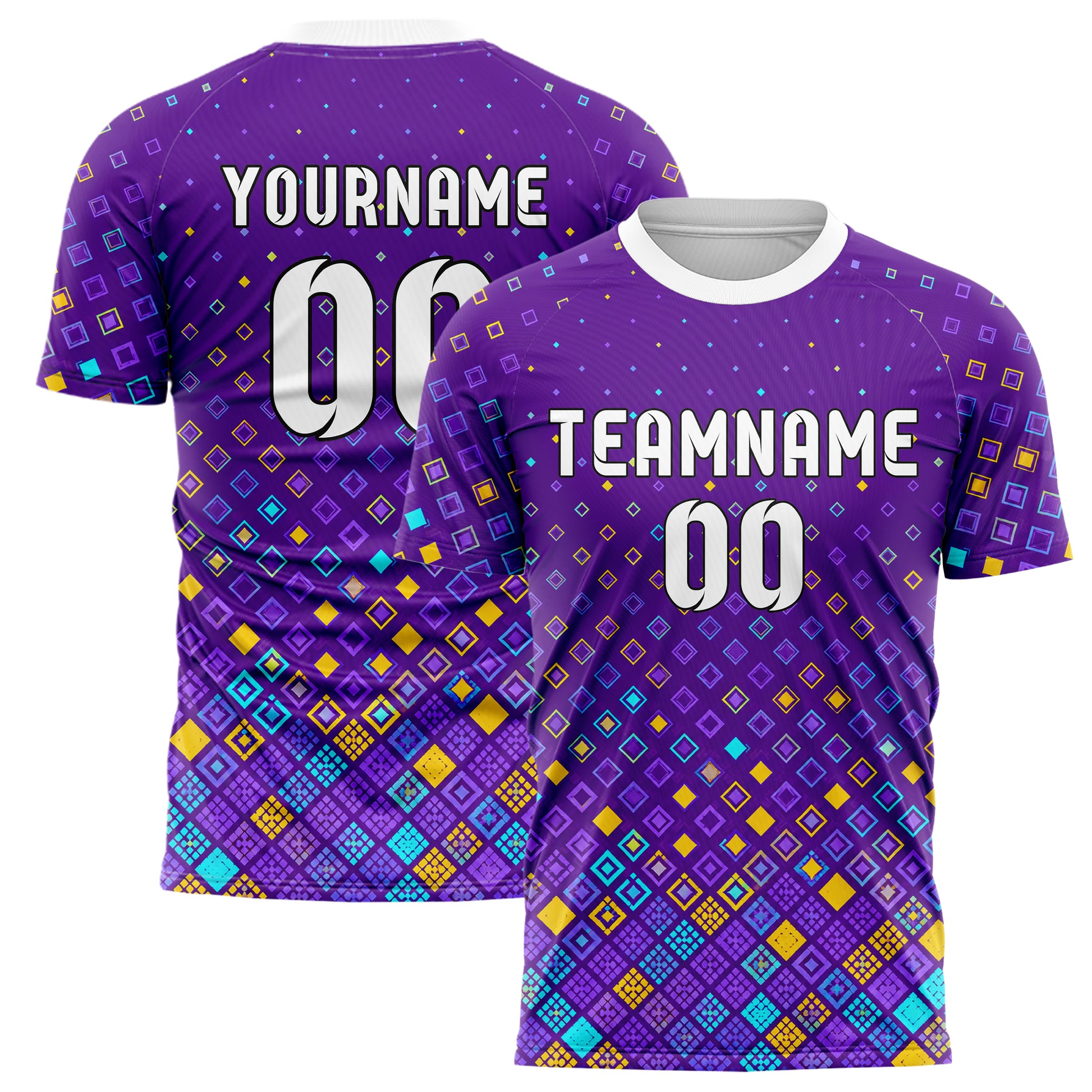 Lila lebendiges Rauten Square Grid Design 01-0077 individuelles Fußballtrikot main