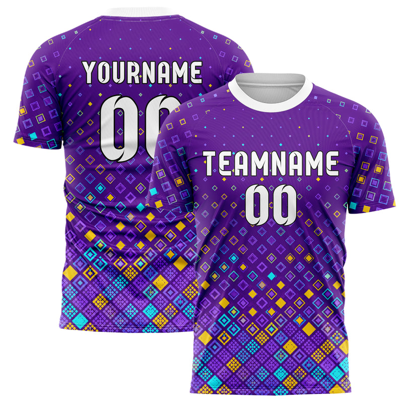 Lila lebendiges Rauten Square Grid Design 01-0077 individuelles Fußballtrikot main