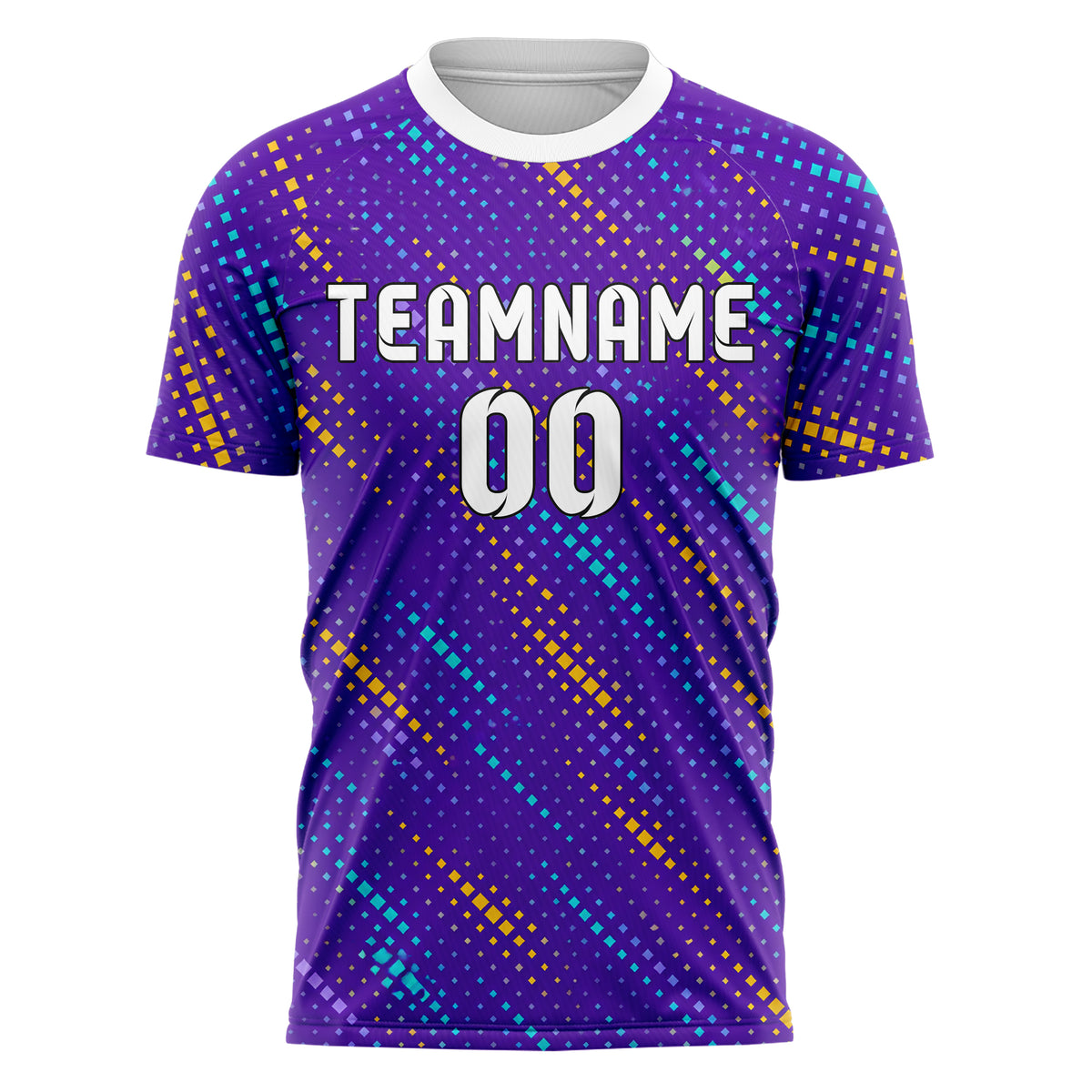 Lila lebendiges Rauten Square Grid Design 01-0293 individuelles Fußballtrikot front
