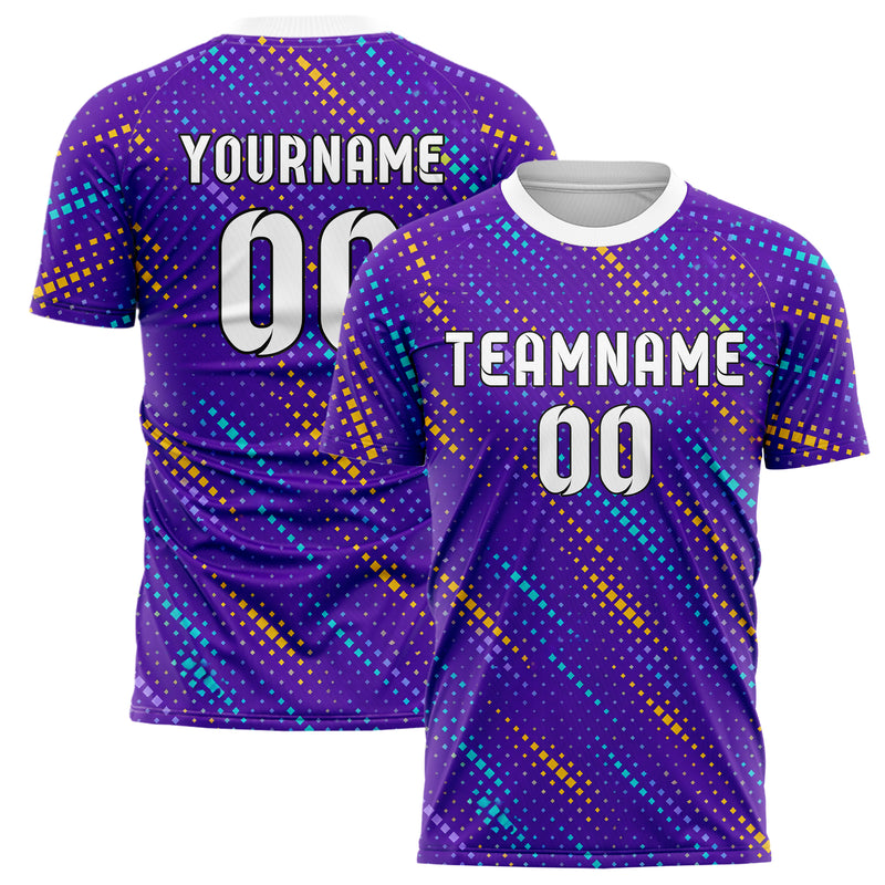 Lila lebendiges Rauten Square Grid Design 01-0293 individuelles Fußballtrikot main