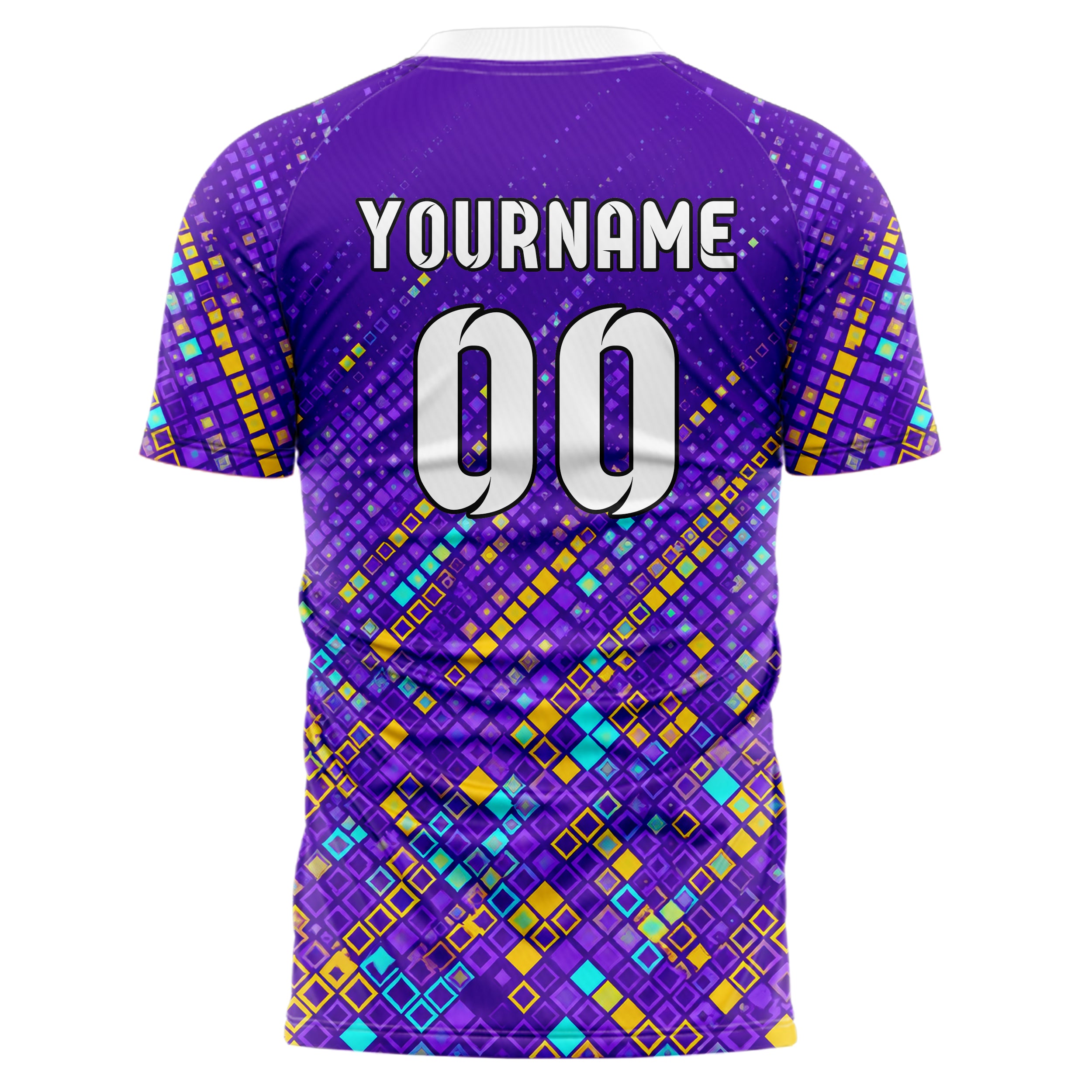 Lila lebendiges Rauten dichter Verlauf von unten Design 01-0455 individuelles Fußballtrikot back