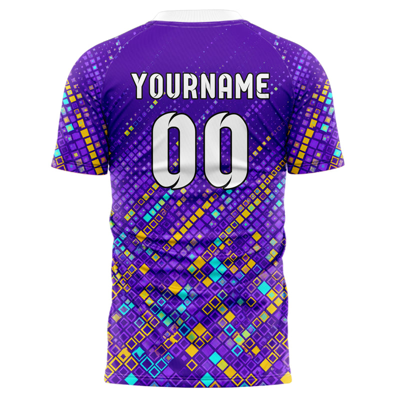Lila lebendiges Rauten dichter Verlauf von unten Design 01-0455 individuelles Fußballtrikot back