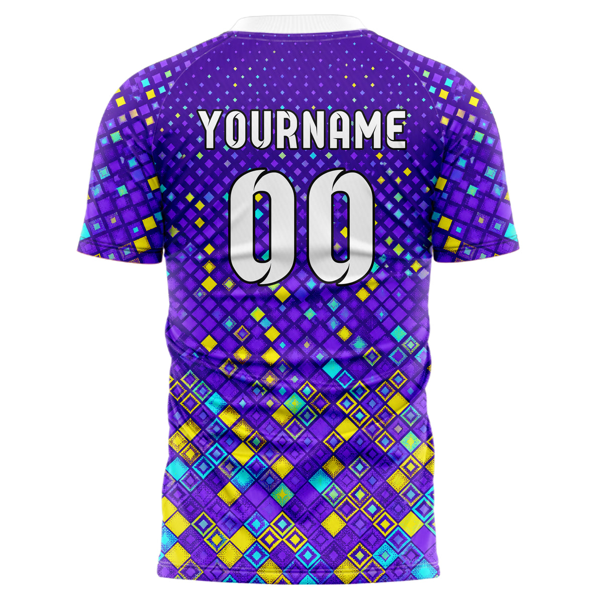 Lila lebendiges Rauten radialer Center Fade Design 01-0017 individuelles Fußballtrikot back