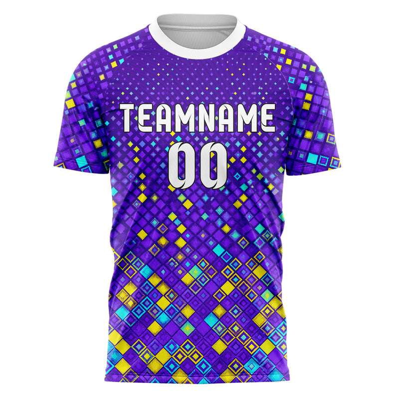 Lila lebendiges Rauten radialer Center Fade Design 01-0017 individuelles Fußballtrikot front