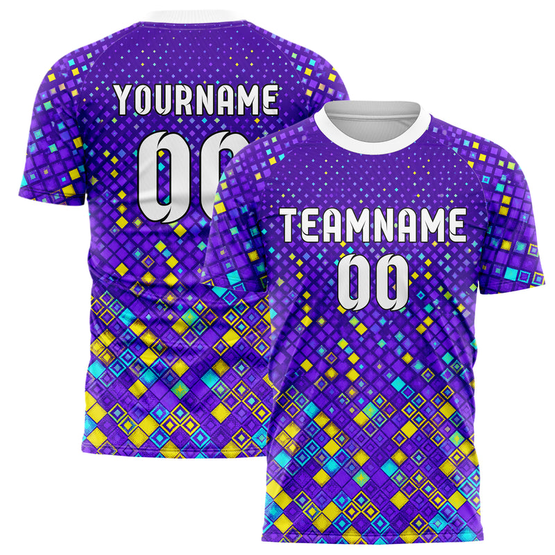Lila lebendiges Rauten radialer Center Fade Design 01-0017 individuelles Fußballtrikot main