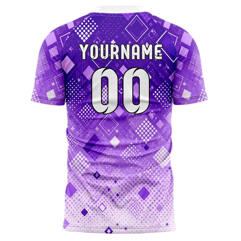 Lila lebendiges Rauten radialer Center Fade Design 01-0097 individuelles Fußballtrikot back