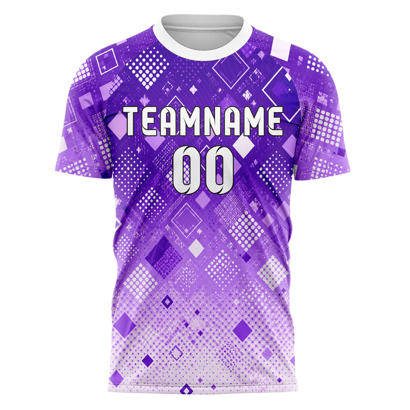 Lila lebendiges Rauten radialer Center Fade Design 01-0097 individuelles Fußballtrikot front