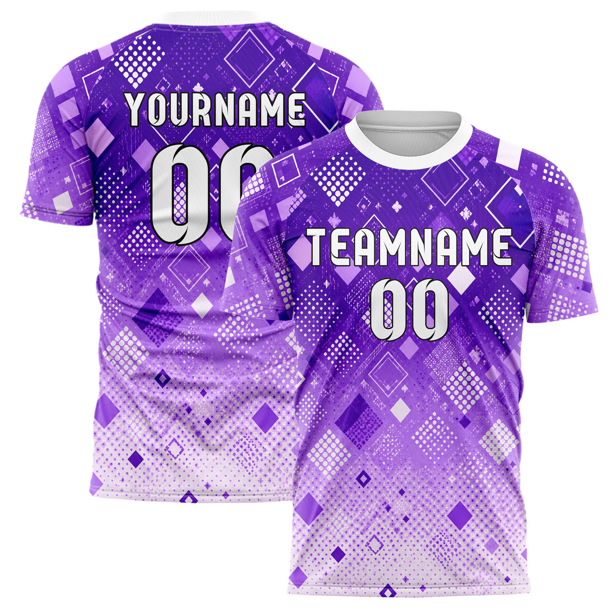 Lila lebendiges Rauten radialer Center Fade Design 01-0097 individuelles Fußballtrikot main