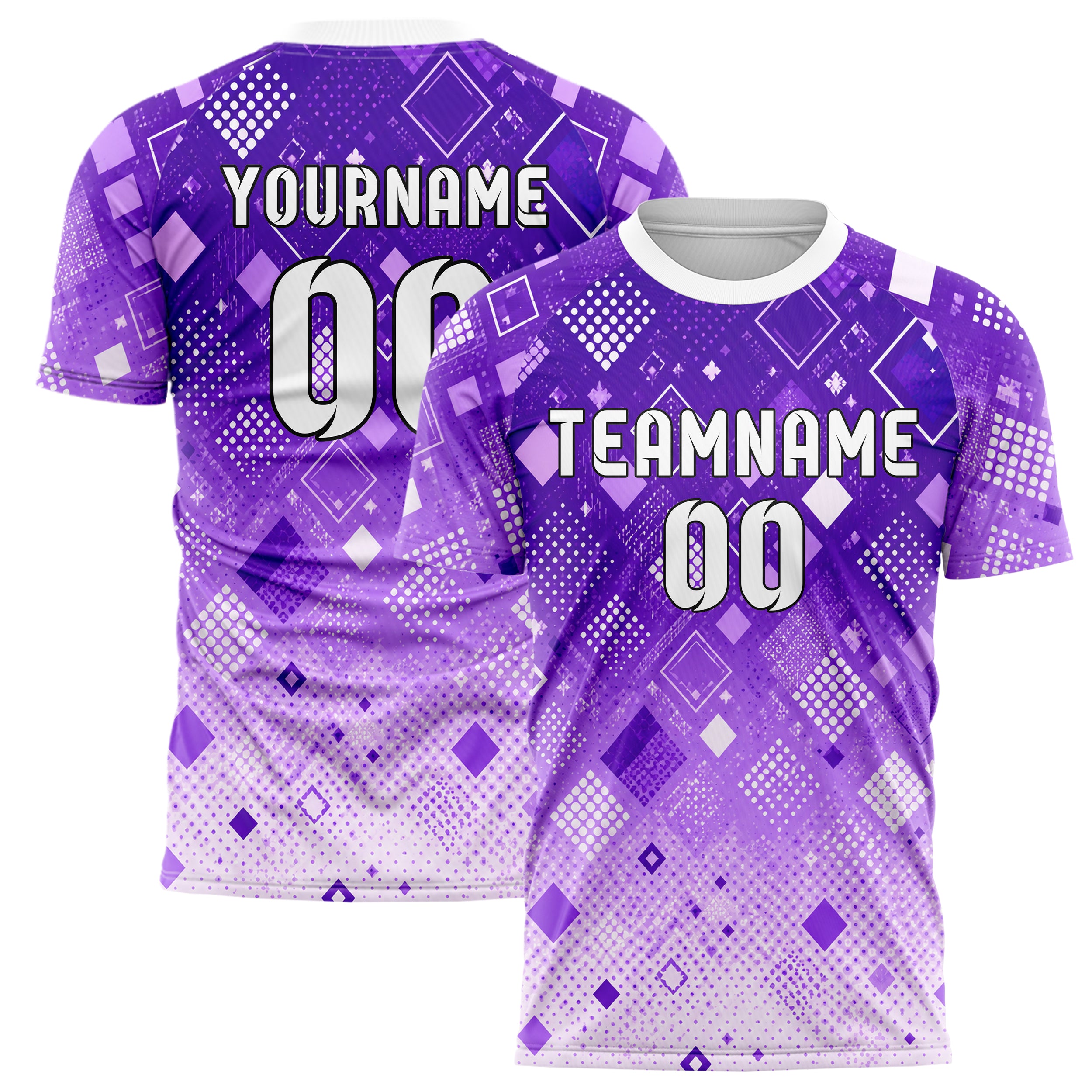 Lila lebendiges Rauten radialer Center Fade Design 01-0097 individuelles Fußballtrikot main