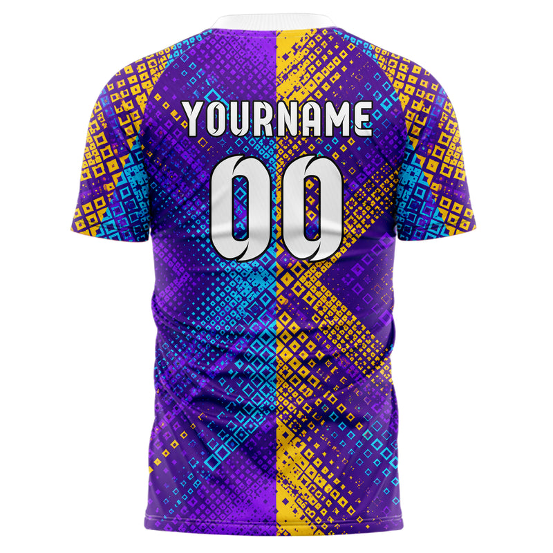 Lila lebendiges Rauten radialer Center Fade Design 01-0233 individuelles Fußballtrikot back