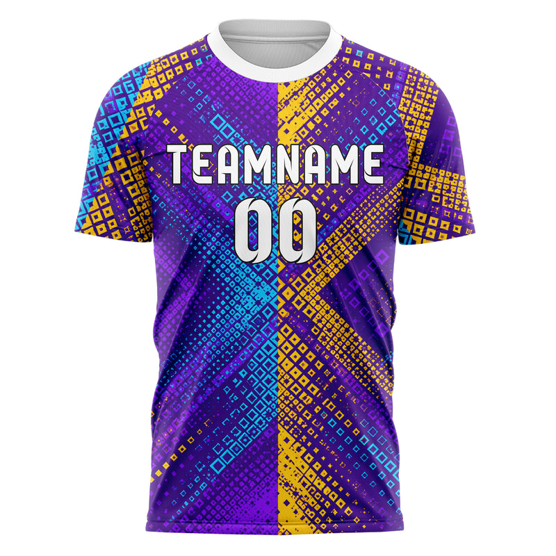 Lila lebendiges Rauten radialer Center Fade Design 01-0233 individuelles Fußballtrikot front
