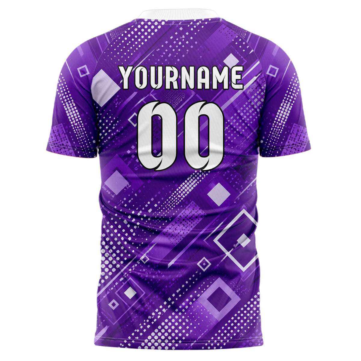 Lila lebendiges Rauten radialer Center Fade Design 01-0313 individuelles Fußballtrikot back